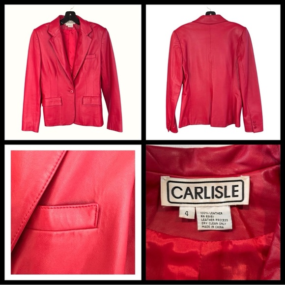 Carlisle Women’s Vintage Leather Jacket. Red. Size 4 - Picture 10 of 10